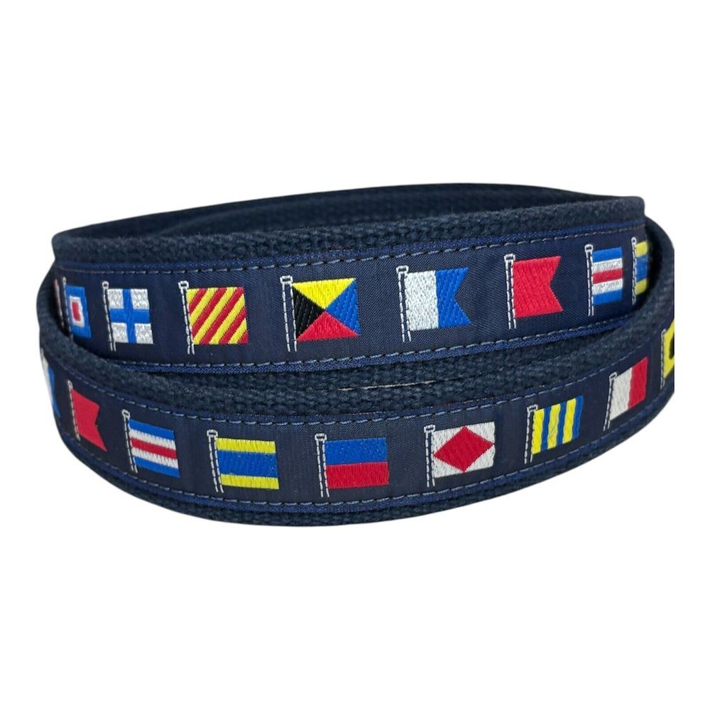 Leatherman Belt Dk Blue Maritime Signal Flags Nautical USA‎ Leather Size 42